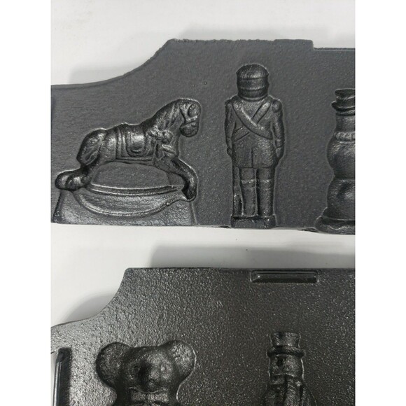John Wright Christmas Candy Mold Cast Iron Bear Rocking Horse Snowman Soldier - Picture 7 of 16